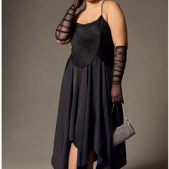 Anthropologie Fringe Bodice Midi Dress